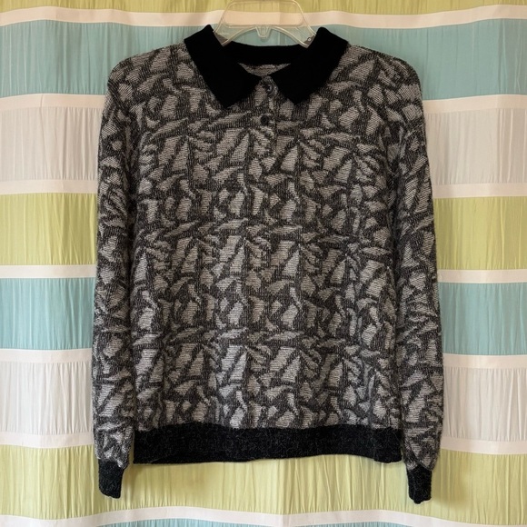 Vintage Geometric Pattern Knit Collared Sweater Sz Small - Picture 7 of 7